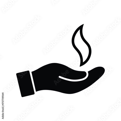A hand holding a flame isolated on white background, symbolizing hope, guidance, and spiritual enlightenment