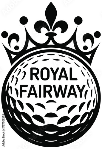 Royal Fairway Golf Logo design, luxury golf club emblem with crown symbol and elegant sports branding vector illustration.