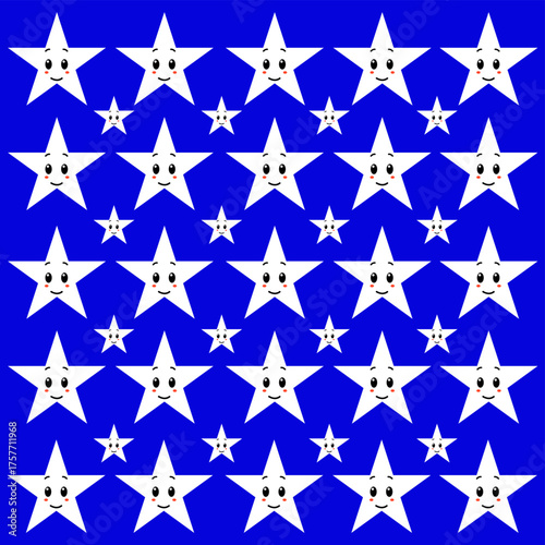 Minimalist star pattern illustration on blue background for wallpaper and fabric design