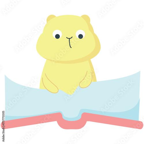 Hamster vector. Cute rodent animal character cartoon learning, studying icon illustration isolated on white background