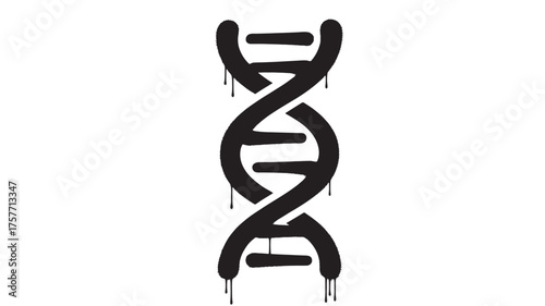 Vector art of black spray paint dna helix symbol