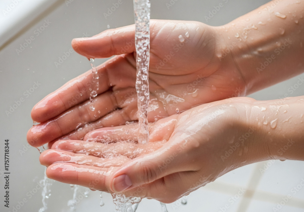 Fototapeta premium Image showing hands being washed with hand soap