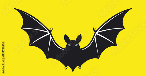 Black bat silhouette with glowing eyes and spread wings.