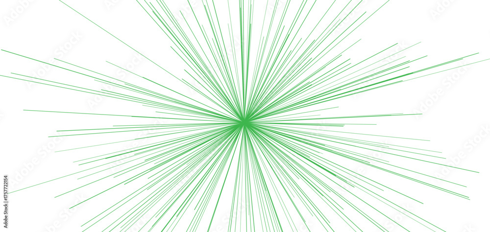 Fototapeta premium Vibrant green radial burst, expanding from the center with smooth symmetry, modern minimal abstract background, ideal for tech, digital, or motion design projects