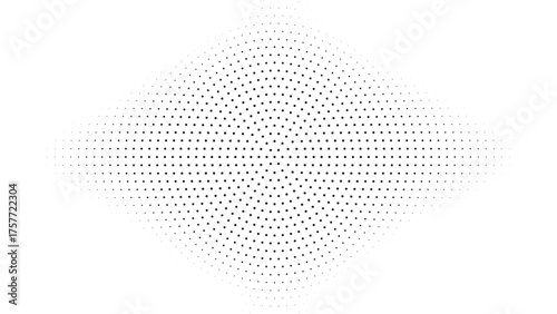 Grey halftone dots, arranged in diamond symmetry, forming light gradient center, minimal abstract geometric texture, perfect for background or print layout