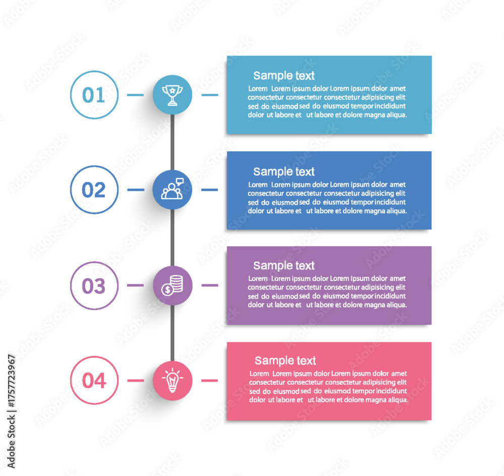 Fototapeta premium Infographic template with 4 options or steps. Can be used for workflow layout, diagram, annual report, web design 