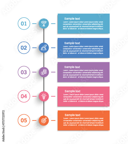 Business infographic template with 5 options or steps. Can be used for workflow layout, diagram, annual report, web design	
