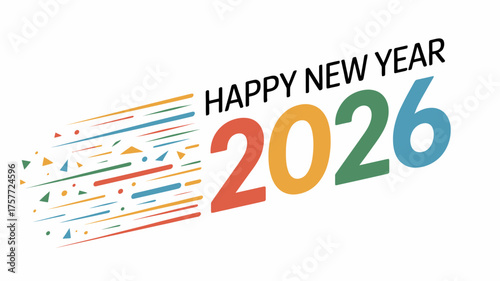 Happy new year 2026 with colorful abstract design