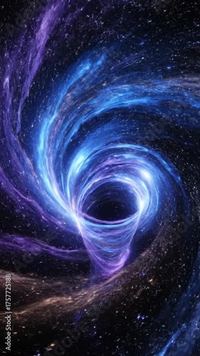 Cosmic spiral galaxy with bright center and swirling energy against a black background