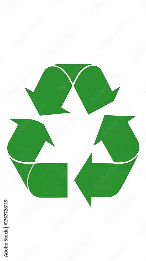 Fototapeta premium A prominent green triangular symbol indicating renewability and reuse