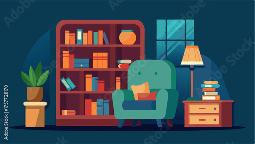A cozy nook with a bookshelf filled with literary classics and a comfortable armchair for reading.