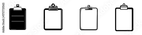 Various clipboard designs including lined, blank, and empty options for organizational purposes and note-taking