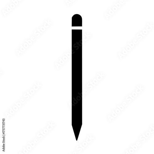 Simple black pencil illustration on white background showcasing basic drawing tool design and functionality