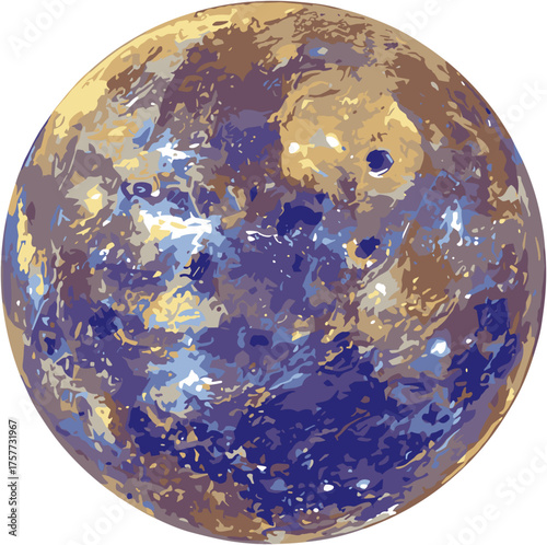 Mercury planet illustration in vibrant colors on a white background with copy space