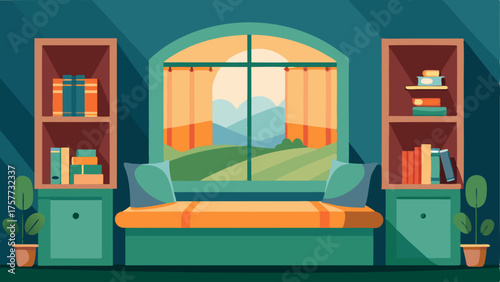 A cozy reading nook with a builtin window seat and plenty of natural light.