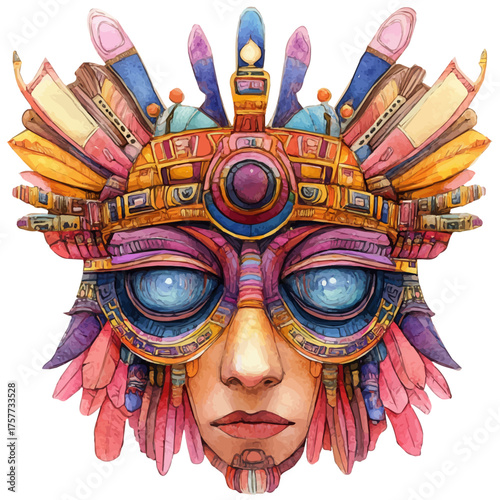 Shamanic Amulet, watercolor painting vector, isolated on a white background.