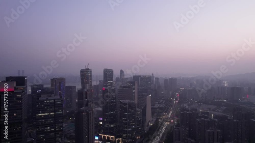Wallpaper Mural Aerial photography of the Nanjing, China city skyline at dusk Torontodigital.ca