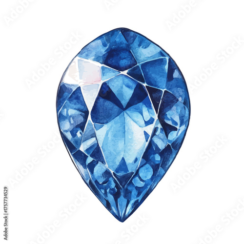 Sapphire Nose Stud, watercolor vector, isolated on a white background.