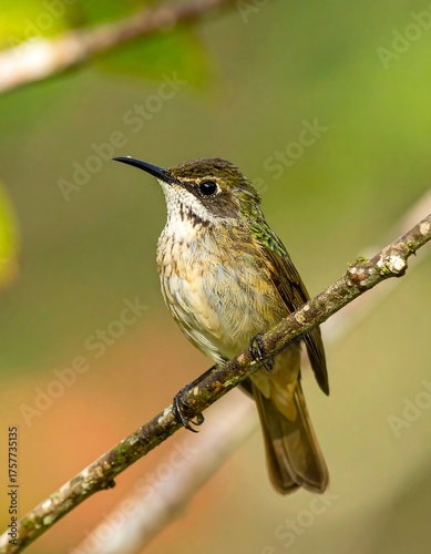 Wallpaper Mural A hummingbird perches on a branch, surrounded by green foliage Torontodigital.ca