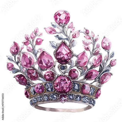 Royal Insignia Brooch, watercolor clipart vector, isolated on a white background.