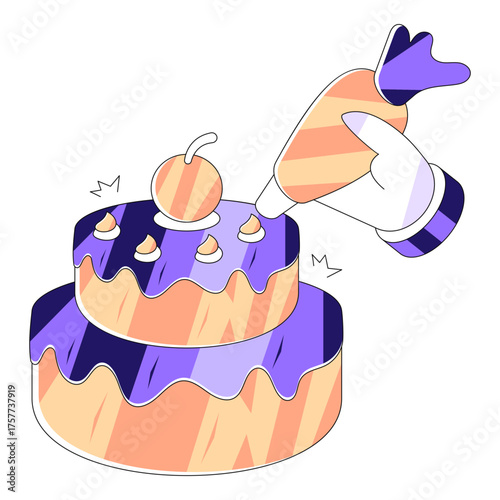 A perfect design illustration of piping cake
