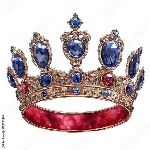 watercolor of Royal Crown, vector, isolated on a white background.