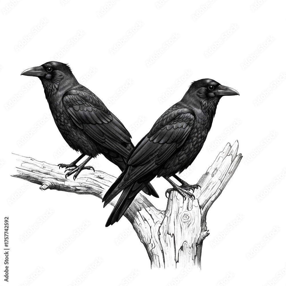 Obraz premium Black Crow isolated on white transparent background