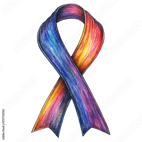 watercolor vector of Ribbon Brooch, isolated on a white background.