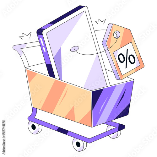 Modern design illustration of mobile shopping