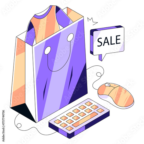 Unique design illustration of online shopping