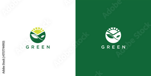 landscape logo with green grass