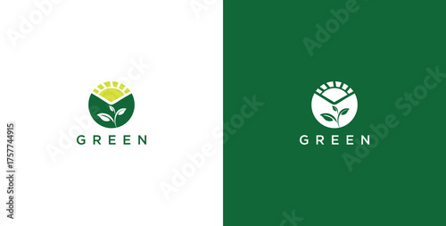 landscape logo with green grass