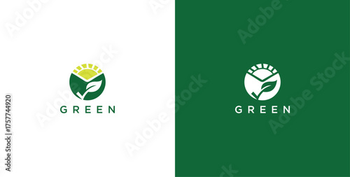landscape logo with green grass