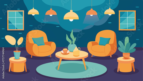 A cozy lounge area with plush armchairs and small tables for visitors to relax