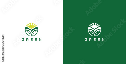 landscape logo with green grass