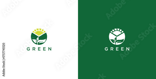 landscape logo with green grass