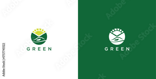 landscape logo with green grass