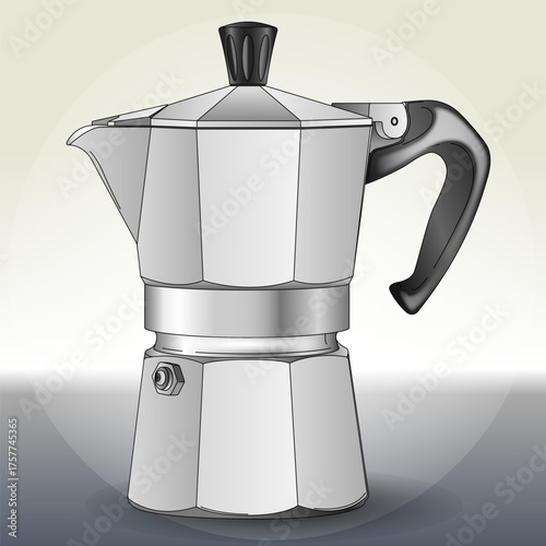 Italian aluminium moka coffee maker, vector illustration