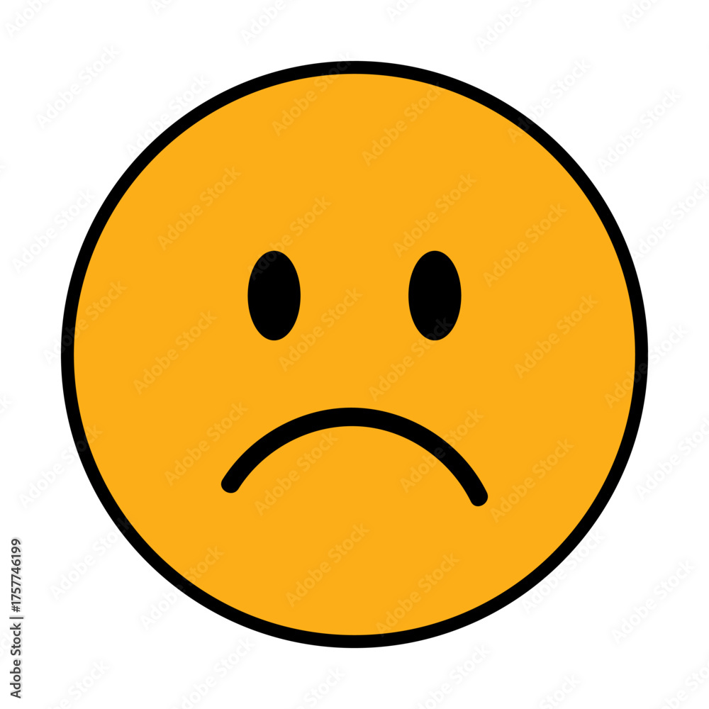 Fototapeta premium Simple sad face symbol expressing emotion clearly