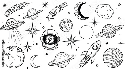 Celestial Wonders A Cosmic Collection of Space Icons, Planets, Astronauts, Rockets, and Stars