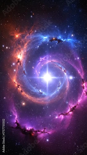 Vibrant cosmic nebula with star clusters in deep space