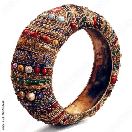 Nazar Bracelet, watercolor drawing vector, isolated on a white background.