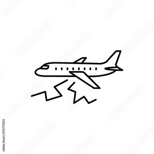 Turbulence Icon Airplane Shaking Flight Emergency Unstable Conditions Line Design