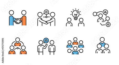 Illustrations depicting various team interactions collaboration and communication concepts