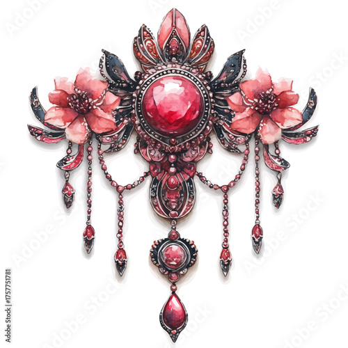 Navel Jewel, watercolor illustration vector, isolated on a white background.