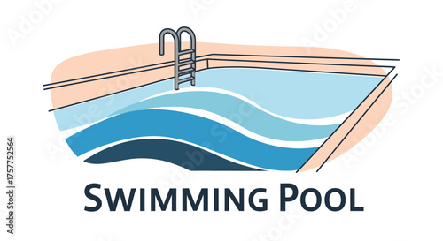 Simple illustration of a rectangular swimming pool with ladder access