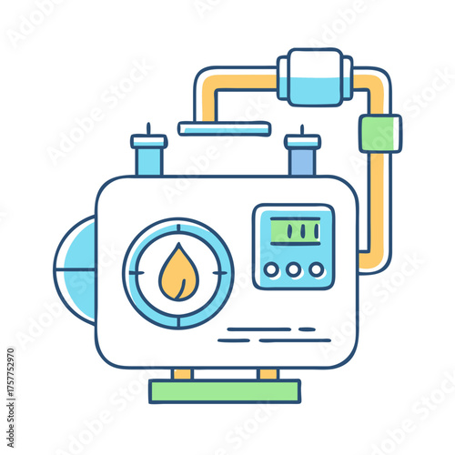 Modern domestic gas boiler or water heater schematic icon illustration design
