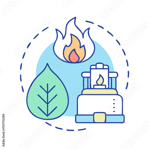 Stylized Symbolism of Energy Sources Depicting Green Energy and Traditional Energy