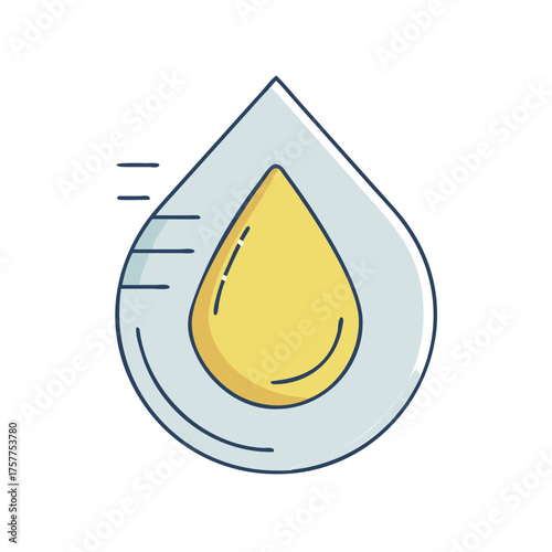 A single drop of yellow liquid inside a larger clear liquid drop