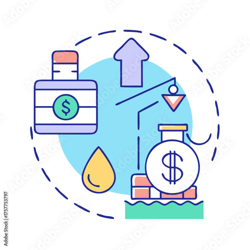 Illustration depicting increased financial investments and economic growth opportunities